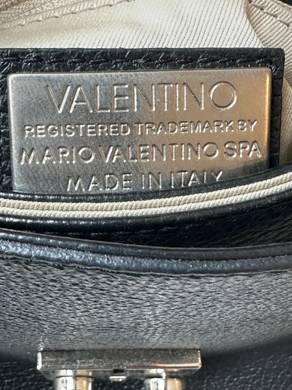 Valentino By Mario Valentino Isabelle Dollaro Black Leather Crossbody Bag - Picture 6 of 16